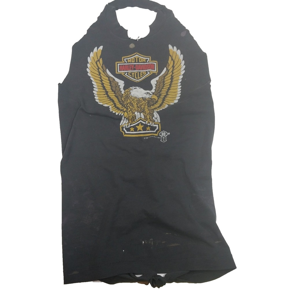 Vintage Distressed Harley Davidson Righteous PrintTee Thrashed Festival Biker